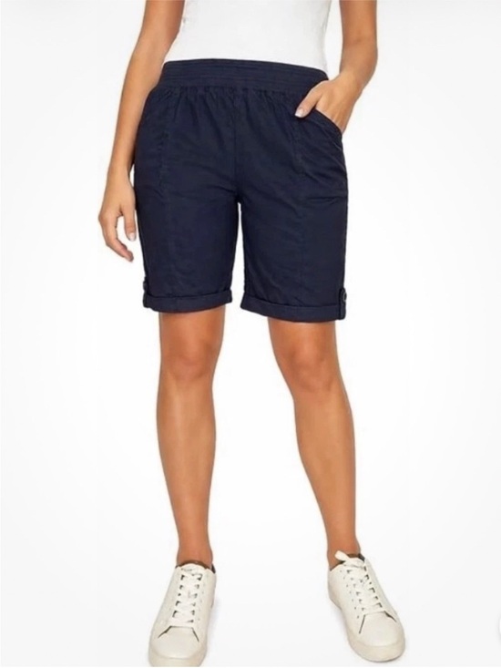 BRIGGS Pants - NWT Briggs Navy Elastic-Waist Bermuda Shorts with Roll-Cuff with pocket size XL
